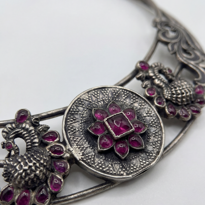 Neck of the Party — Floral Hansli in Oxidised Silver