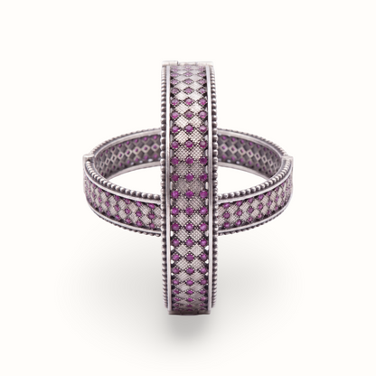 Grid Girl — Ruby Barfi Bangle in Oxidised Silver