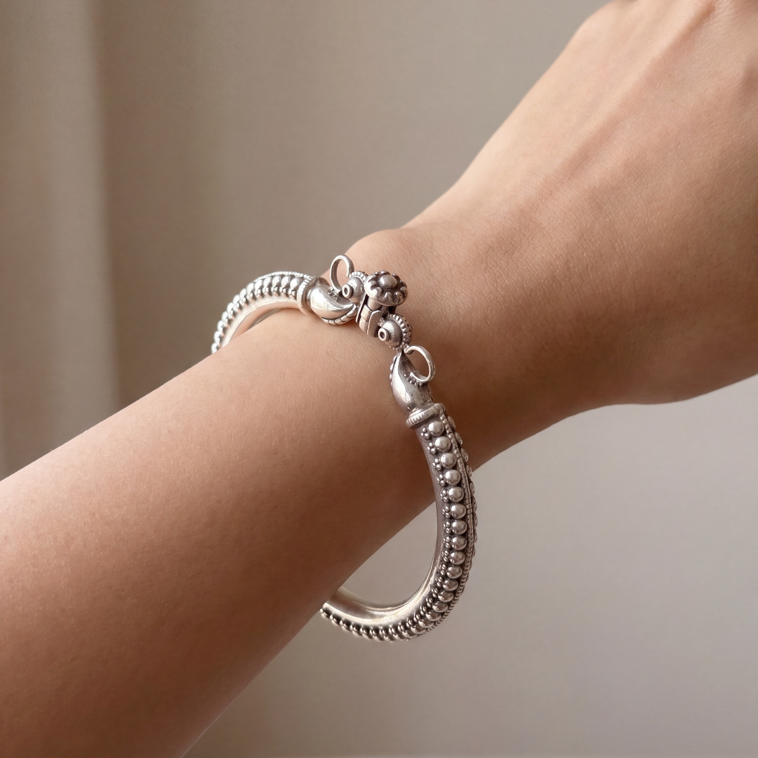 Trunk Call — Hathi Soond Pacheli Bangle in Oxidised Silver