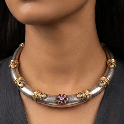 Collar Season — Pushp Hansli in Dual Tone Oxidised Silver