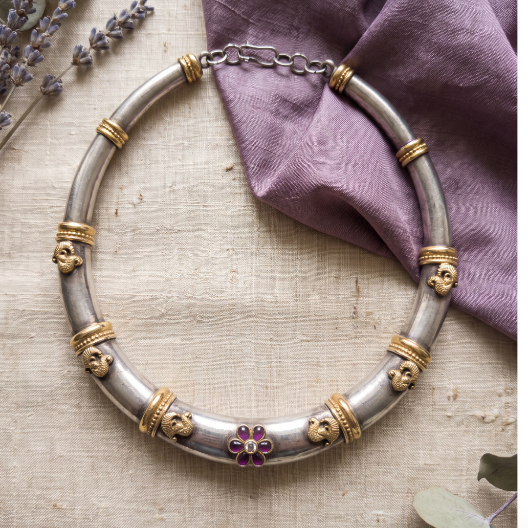 Collar Season — Pushp Hansli in Dual Tone Oxidised Silver