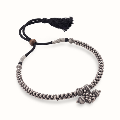 Bead It — Silver Ball Beaded Choker in Oxidised Silver