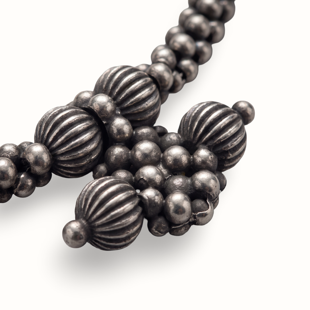 Bead It — Silver Ball Beaded Choker in Oxidised Silver