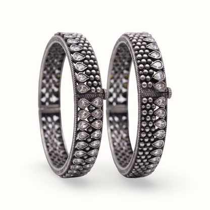 Stack Season — Kundan Bead Kada in Oxidised Silver