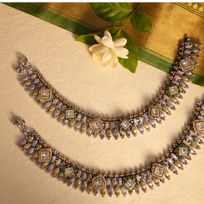 Wear It Loud — Kundan Payal in Dual Tone Oxidised Silver