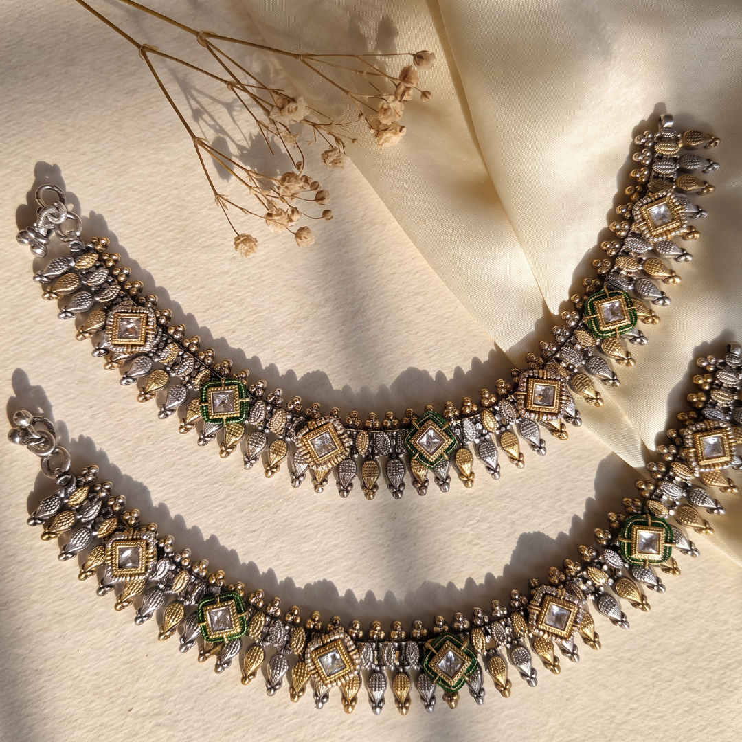 Wear It Loud — Kundan Payal in Dual Tone Oxidised Silver