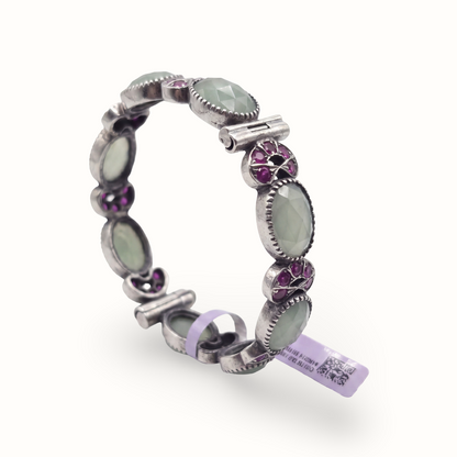 Mint Condition — Panna & Ruby Bangle in Oxidised Silver