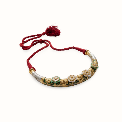 Full Bloom — Kundan Meenakari Hasli Set in Oxidised Silver