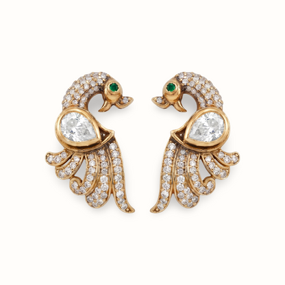 Peacock Hour — Mor Stud Earrings in Gold Plated Silver