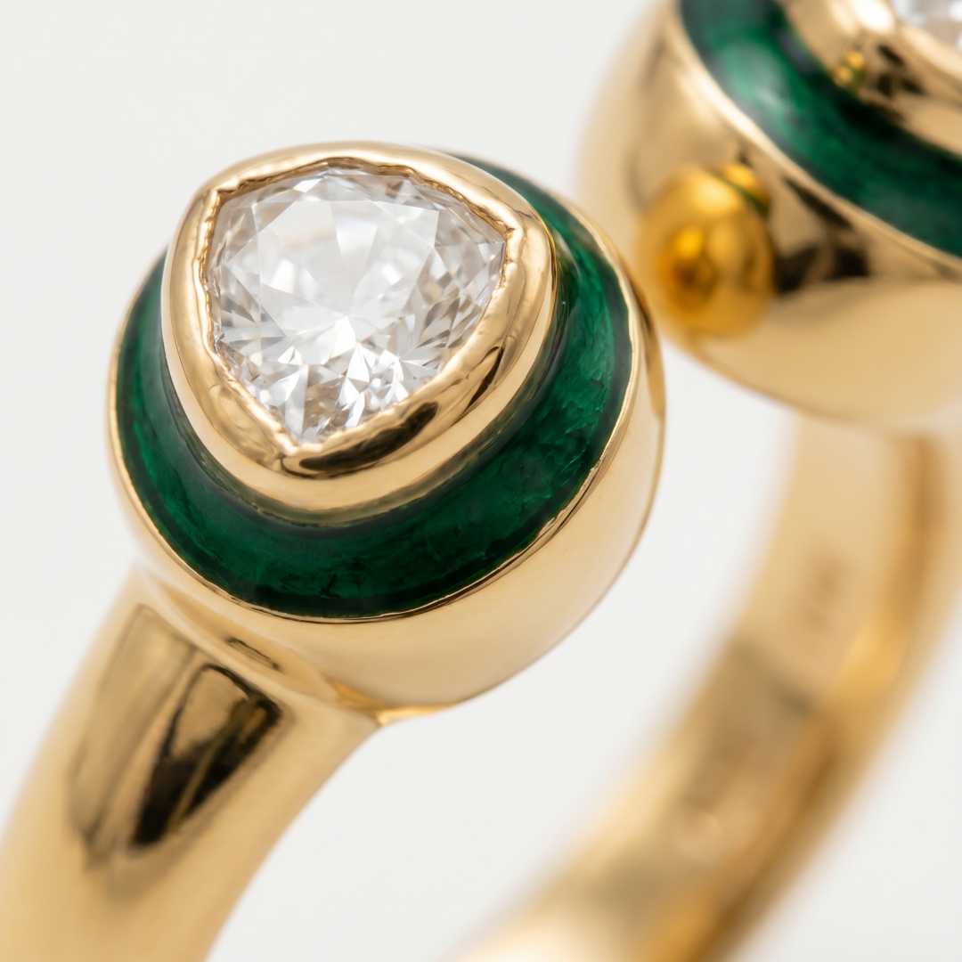 Two Can Play — Kundan Meenakari Bypass Ring in Gold-Plated Silver
