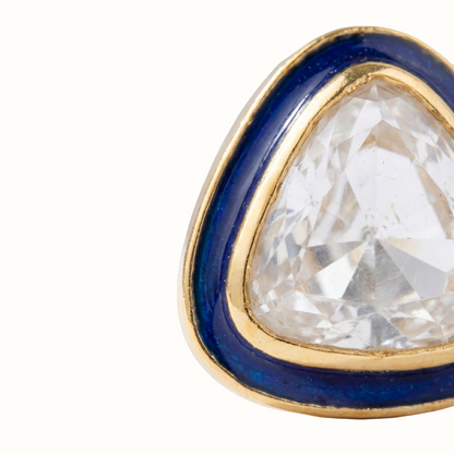 Sharp Statement — Kundan Triangle Studs in Gold Plated Silver