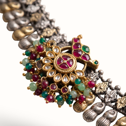 Ankle Goals — Kundan Pacheli Payal in Dual Tone Silver